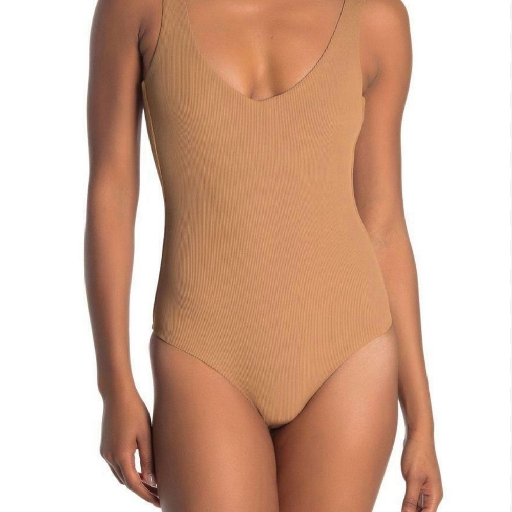 L*space tan Ribbed One-Piece Swimsuit size 6